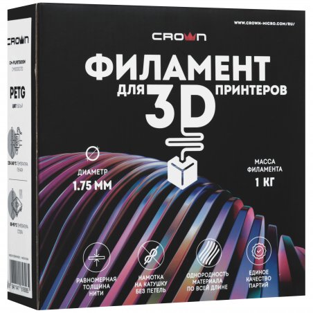Филамент Crown Micro CM-FILPETG015W PETG 1.75 1кг белый