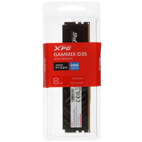 Оперативная память XPG Gaммix D35, DDR4, 8GB (1x8GB), 3200MHz, CL16, UDIMM, с радиатором, черный