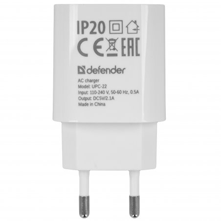 Сетевое зарядное устройство Defender UPA-121 20W, USB C/PD3.0, белый
