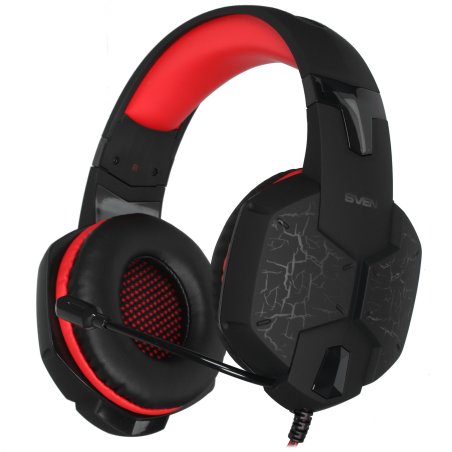 Игровые наушники с микрофоном SVEN AP-U988MV, черный-красный (USB, LED, 7.1)