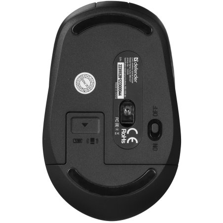 Мышь беспроводная Defender Auris MB-027 серый, 1600 dpi, радиоканал, USB, кнопки - 4
