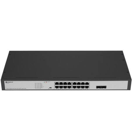 Коммутатор Unmanaged Switch 16x1000Base-T PoE, 2x1000Base-X SFP, PoE Budget 200W, Long-range PoE up to 250m, 19" w/brackets