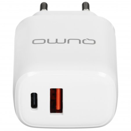 Сетевое зарядное устройство Qumo Energy PD 35W (Charger 0074), два порта: Type-C PD + Type-C PD, белый