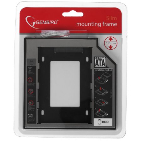 Контейнер для HDD Gembird MF-95-02 Низкопрофильный адаптер для 2.5-дюймового накопителя в отсек 5.25 дюйма, 12 мм