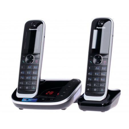 Телефон беспроводной (DECT) Panasonic KX-TGJ322RUB черный (труб. в компл.:2шт) автооветчик АОН