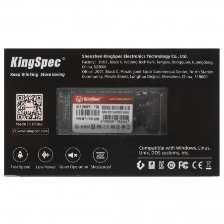 Накопитель SSD KingSpec NT-512, 512GB, SATA 3, M.2 2280, R/W 570/450