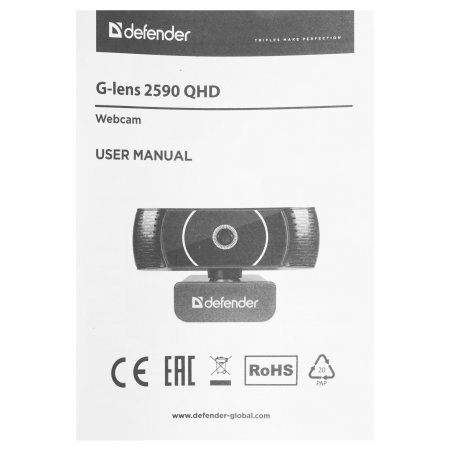 Веб-камера Defender G-lens 2590 черный (3,7МП, QHD 2K 1440p, 86,1°)