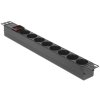 Блок розеток горизонтальный ExeGate ServerPro PDU-19H801 Al-8S-C14-SW, 19", 1U, Алюминий, 8 Schuko, С14, выкл. с подсветкой, черный