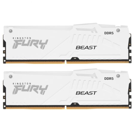 Оперативная память Kingston Fury Beast RGb, DDR5, 64Gb (2x32Gb), 6000MHz, CL36, DIMM, с радиаторами, RGb, белый