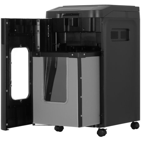 Шредер Heleos АП55-4 черный с автоподачей (секр.P-4) фрагменты 400лист. 55лтр. скрепки скобы пл.карты