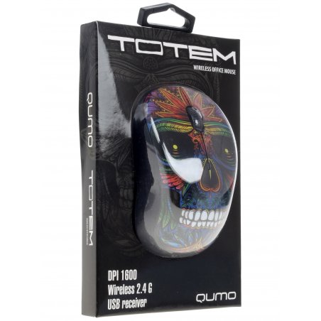 Мышь беспроводная Qumo Office M41 Totem черный, 1600 dpi, радиоканал, USB, кнопки - 4