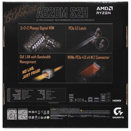 Материнская плата Gigabyte A620M H (V1.2/V2.0), SocketAM5 AMD A620 2xDDR5 mATX AC`97 8ch(7.1) GbLAN RAID+VGA+HDMI