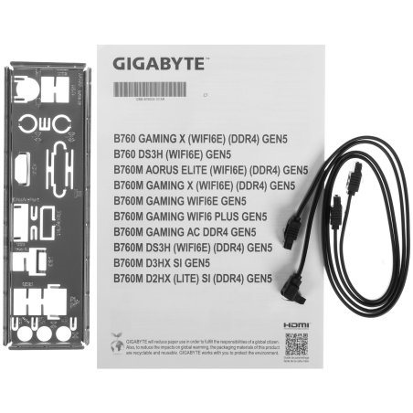 Материнская плата Gigabyte B760M DS3H GEN5 Soc-1700 Intel B760 4xDDR5 mATX AC`97 8ch(7.1) 2.5Gg RAID+VGA+HDMI+DP