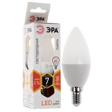 Лампа cветодиодная ЭРА Б0020538 LED smd B35-7w-827-E14..