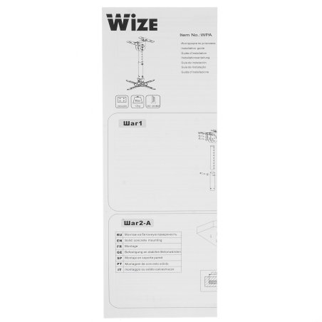 Кронштейн Wize WPA-B черный Потолочные, Макс. крепежное расстояние 260х260, макс. вес нагрузки 12 кг, Наклон,поворот °+/-15, расстояние от стены/ потолка 35-46 см