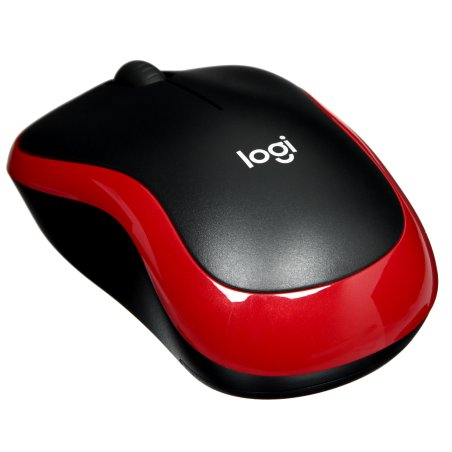 Мышь беспроводная Logitech M186 черный/красный, 1000 dpi, радиоканал, USB, кнопки - 3