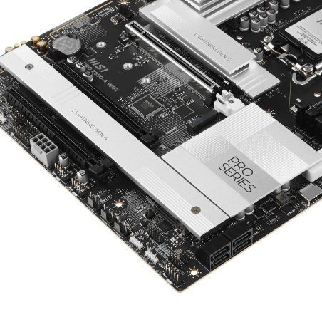 Материнская плата MSI PRO Z890-A WIFI, LGA 1851, Intel Z890, 4xDDR5, 4xSATA, 4xM.2, 1xPCIe 5.0 x16, 2xPCIe 4.0 x4, 1xHDMI, 2xUSB-C Thunderbolt 4, 1xUSB-C 3.2 Gen 2, 3xUSB-A 3.2 Gen 2, 4xUSB-A 3.2 Gen 1, 1x 5Gb LAN, 2x3.5 мм, 7.1, ATX