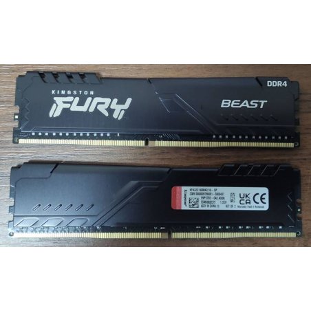 Оперативная память Kingston Fury Beast, DDR4, 32Gb (1x32Gb), 3200MHz, CL16, DIMM, с радиатором, черный