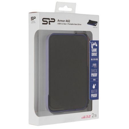 Внешний HDD 2.5" Silicon Power Armor A62, 2TB, USB 3.2 Gen 1 Type-A, 5400 rpm, черно-синий
