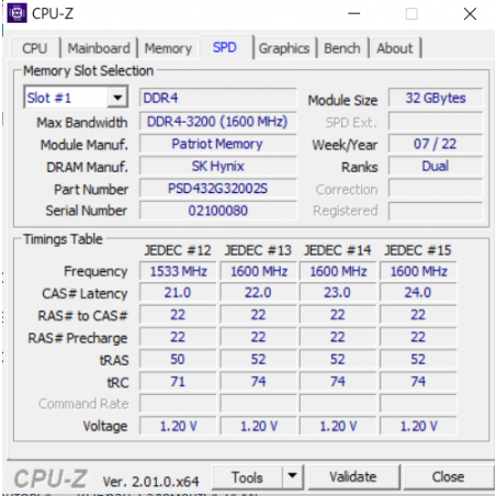 Оперативная память Patriot Signature, DDR4, 32GB (1x32 GB), 3200 MHz, CL22, SO-DIMM