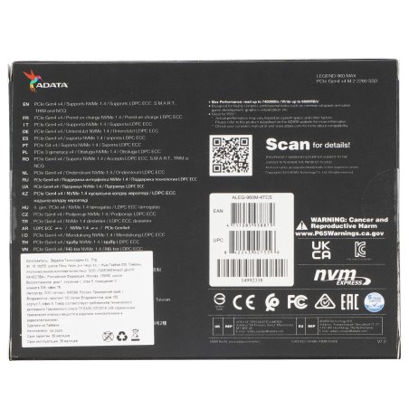 Накопитель SSD  ADATA LEGEND 960 MAX, 4Tb, M.2 2280, PCIe 4.0 x4, NVMe, R/W 7400/6800, с радиатором