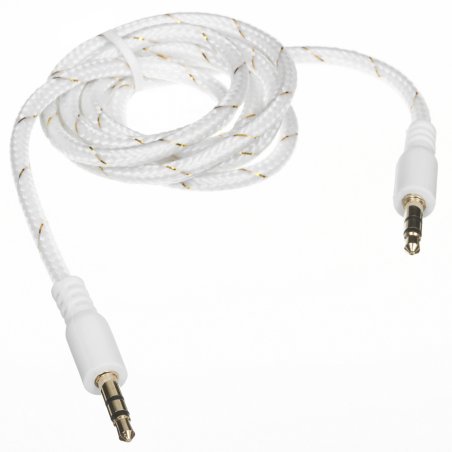 Аудиокабель AUX Rexant 3.5 мм в тканевой оплетке 1 м белый