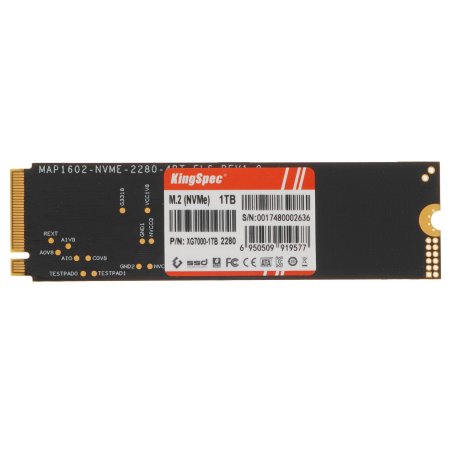 Накопитель SSD M.2 KingSpec 8.0Tb XG7000 Series XG7000-8Tb (PCI-E 4.0 x4, up to 7400/6600MBs, 3D TLC, 4000TbW, NVMe 1.4, 22х80мм, heatsink)