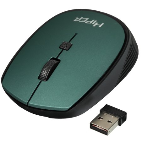 Мышь беспроводная HIPER HOMW-084 зеленый, 1600 dpi, радиоканал, USB, кнопки - 4
