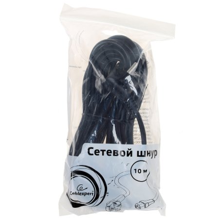 Кабель Кабель питания Gembird 10.0м, VDE(0.75мм), черный, с зазем., пакет PC-186-VDE-10M