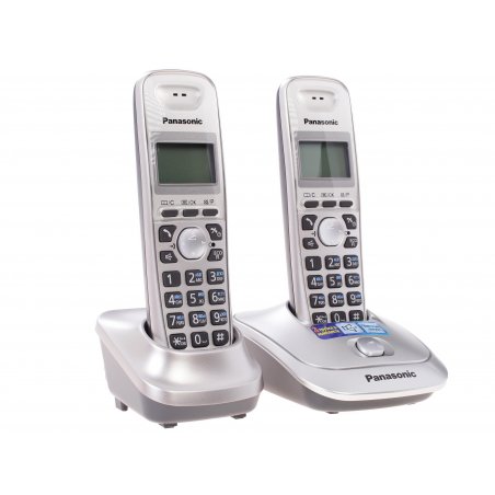 Телефон беспроводной (DECT) Panasonic KX-TG2512RUN (платиновый) Доп трубка в комплекте,АОН, Caller ID,спикерфон на трубке,полифония