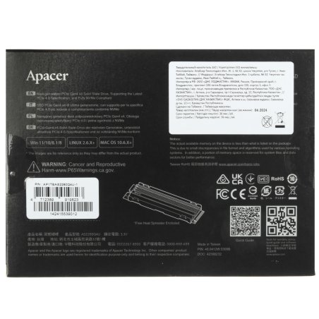 Накопитель SSD Apacer 1Tb, M.2 2280, PCIe 4.0 x4, NVMe, R/W 7300/6000, с радиатором