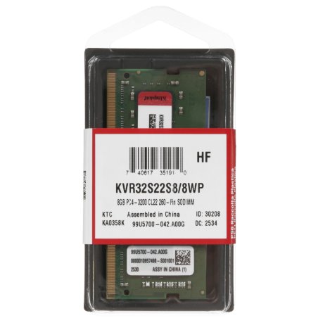 Оперативная память Kingston 8Gb 3200MHz DDR4 SO-DIMM Non-ECC CL22 1Rx8 (Select Regions ONLY)