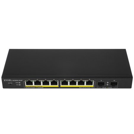 Коммутатор Smart L2 PoE+ Zyxel GS1900-10HP, 8xGE PoE+, 2xSFP, настольный, бесшумный, бюджет PoE 77 Вт