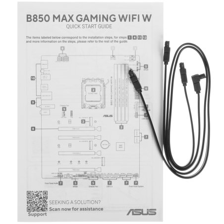 Материнская плата ASUS B850 MAX GAMING WIFI W, AM5, AMD B850, 4xDDR5, 4xSATA, 3xM.2, 1xPCIe 5.0 x16, 1xPCIe 4.0 x4, 2xPCIe 3.0 x1, 1xDisplayPort, 1xHDMI, 1x2.5Gb LAN, Wi-Fi 6E, Bluetooth 5.3, 1xUSB-C 10Gbps, 3xUSB-A 10Gbps, 2xUSB-A 5Gbps, 2xUSB-A 2.0, 3x3