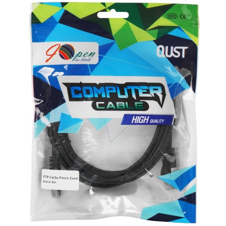 Кабель AOpen PATCH CAT5E FTP 3M ANP522B-BK-3M черный