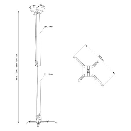 Кронштейн для проектора Cactus CS-VM-PRE03-WT белый макс, 15кг настенный и потолочный поворот и наклон