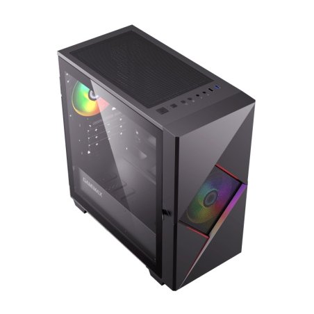 Компьютерный корпус GameMax Cyclops BR без БП (Midi Tower, ATX, Черно-красн.,1*USB 2.0 + 1*USB 3.0, 2*120мм)