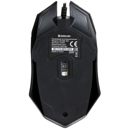 Мышь проводная Defender Hit MB-550 черный, 1600 dpi, USB, кнопки - 4