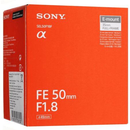 Объектив Sony SEL50F18F.SYX, 50 мм, f/1.8, фикс-объектив, компактный светосильный стандартный объектив с асферическим элементом, Sony E (FE), черный