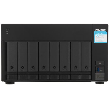 Сетевое хранилище без дисков SMB QNAP TS-832PX-4G 8-Bay NAS, AL324 64-bit quad-core 1.7GHz, 4Gb DDR4 SO-DIMM RAM (up to 1x16 Gb), 8 x 3.5"/ 2.5" drive slots, 2 x 10GbE SFP+ LAN, 2 x 2.5 GbE LAN, 3 x USB 3.2, PCIe slotGen.2 x 2, 3xUSB 3.2