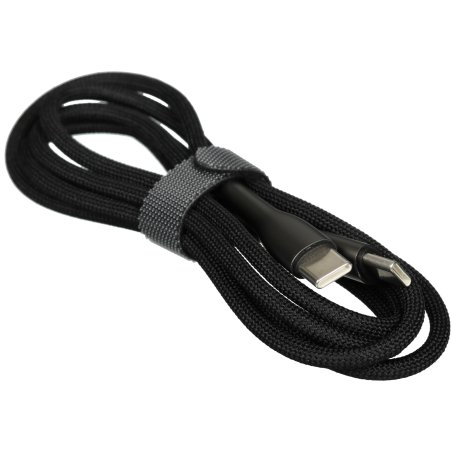 Кабель OLMIO MASTER, Type-C - Type-C, 60W 3A, 1.2м, тканевая оплетка, черный