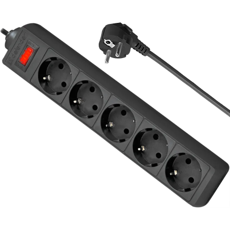Сетевой фильтр Defender ES, 3.0м, 5 розеток, черный