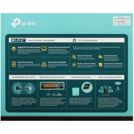 Двухдиапазонный роутер Wi-Fi 6 TP-Link Archer AX80 AX6000 с портом 2,5 Gbит/с