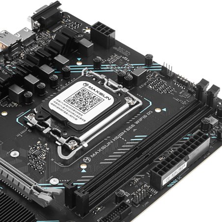 Материнская плата Maxsun Terminator B760M D5 WIFI, LGA 1700, Intel B760, 4xDDR5, 4xSATA, 3xM.2, 1xPCIe 5.0 x16, 1xPCIe x4, 1xPCIe x1, 1xHDMI, 1xDP, 1x 2.5Gb LAN, 6xUSB 2.0, 2xUSB 3.2 Gen 2, 3x3.5 мм, 5.1, mATX