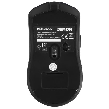 Мышь беспроводная Defender Demon GM-534 черный, 3200 dpi, радиоканал, USB, кнопки - 6