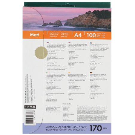 Фотобумага Lomond 0102006 A4/170г/м2/100л./белый матовое/матовое для струйной печати