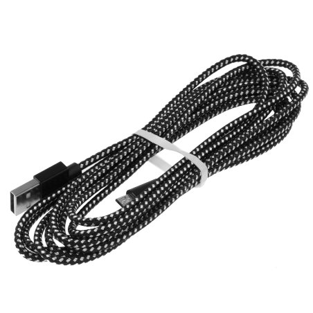 Кабель PERFEO USB2.0 A вилка - Micro USB вилка, черно-белый, длина 3 м (U4802)