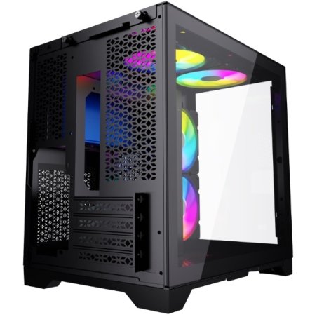 Компьютерный корпус Powercase Vision Micro, Black, Tempered Glass, 4х 120мм 5-color fan, черный, mATX (CVBM-L4)