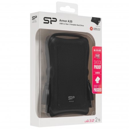 Внешний HDD 2.5" Silicon Power Armor A30, 2TB, USB 3.2 Gen 1 Type-A, 5400 rpm, черный