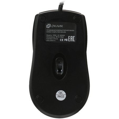 Мышь проводная Oklick 185M черный, 1200 dpi, USB, кнопки - 3